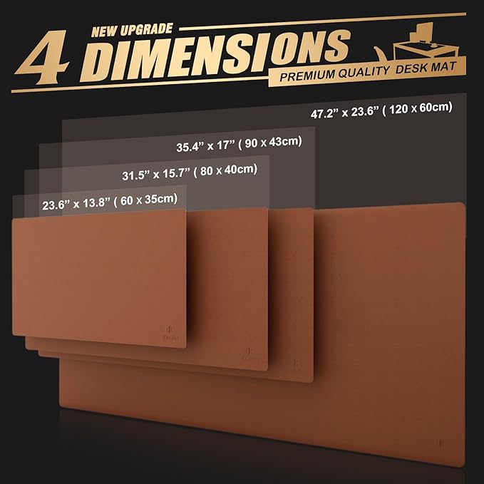 K KNODEL Large Office Leather Desk Mat, Mouse and Keyboard Pad, Computer and Laptop Mat, Desktop Protector and Cover, Writing Pad and Blotter (47.2"x23.6", Brown)