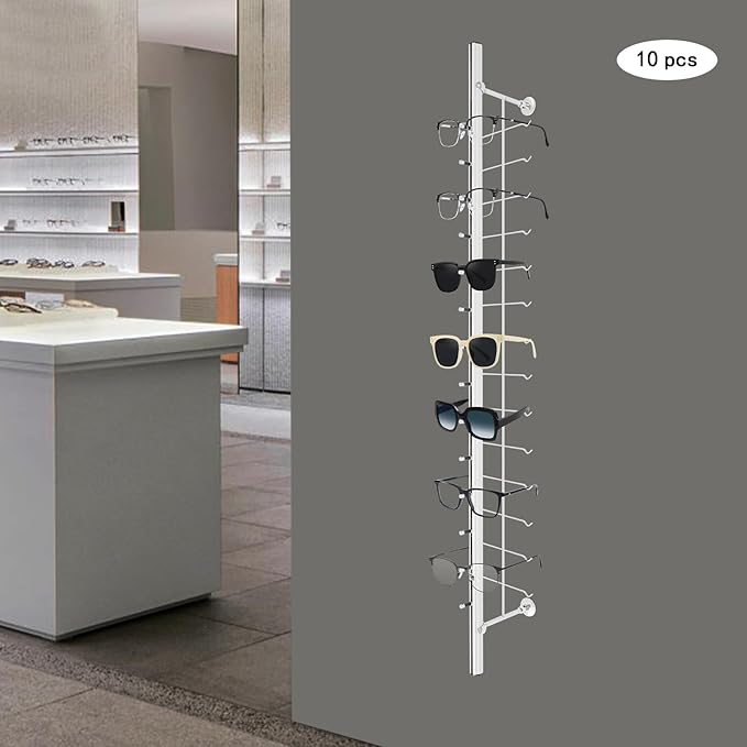 10Pcs Eyeglass Display Rack,Wall-Mounted Sunglasses Storage Organizer,Eyeglass Display Stand Holder,Glasses Rack for Stores,Personal (Hold 14 Frames)