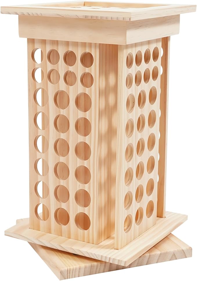 Wooden Essential Oil Bottle Display Rack Rotating Essential Oil Storage Organizer with 125 Holes, Holder Bottles Roller Shelf for Essential Oils, Nail Polish, Fragrance Oils, Cosmetics