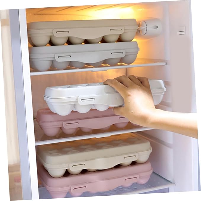 Toyvian 2pcs Egg Storage Container for Refrigerator Stackable Plastic Egg Holder with Design Space-saving Organizer Bin for Home Kitchen and Easy to Clean