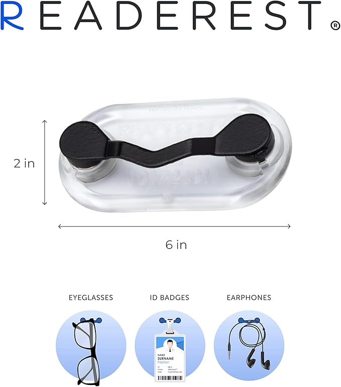 Readerest Magnetic Glasses Holder (3 Pack), Magnet Clip for Readers, Sunglasses & Work Badges for Men & Women, USA Made