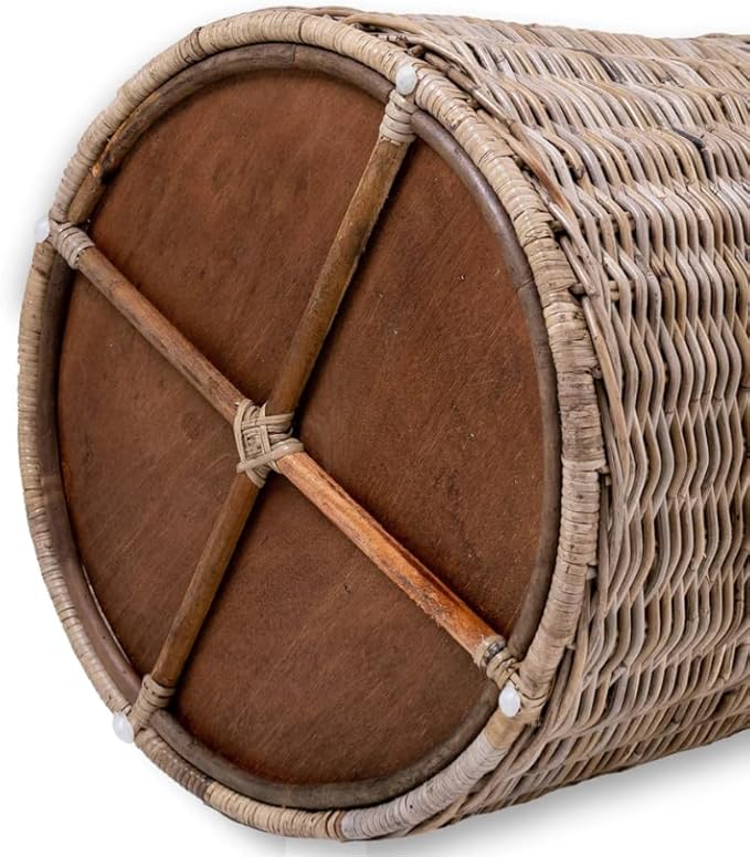 The Basket Lady Round Wicker Laundry Hamper, Large, 19 in Dia x 25 in H, Serene Grey…