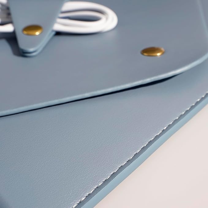 PU Leather Laptop Sleeve 13 Inch Compatible with 2024 13inch MacBook Air M3,13 MacBook Pro M2, Surface Pro 3 4 5 6 7, Dell XPS 13 with Small Pouch, Mouse Pad and Cord Organizer Color Blue