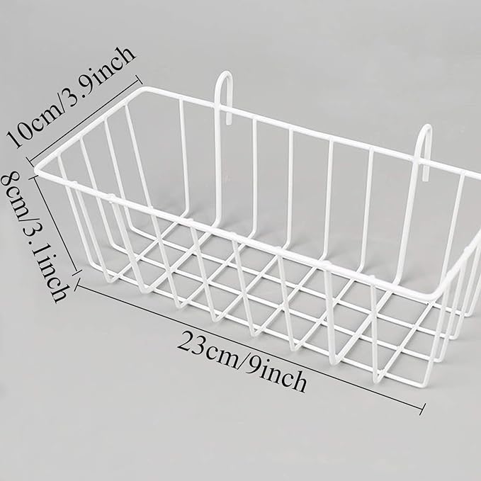 GBYAN Wire Wall Grid Basket Hanging Display Shelf White Metal Grid Panel Accessories, 2 Pack