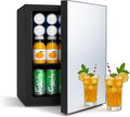 Compact Mini Fridge - 24 Cans/0.9 Cu.Ft Beverage Refrigerator with Mirrored Door & Digital Thermostat, Small Cosmetics Cooler for Skincare, Drinks, Food,Bedroom, Office, Dorm,Black