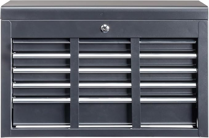 Metal Tool Box Organizer | Lockable Tool Chest | Toolbox with 5 Sliding Drawers | Large Tool Storage Box Organizer | Portable Toolchest with Keys for Garage Workshop and Tool Room | Black