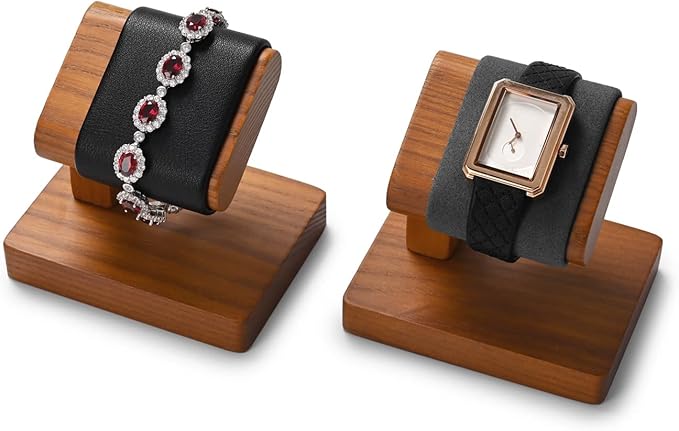 Oirlv Solid Wood Single Watch Display Stand Showcase Bracelet Bangle Jewelry Display Holder Wristwatch Holder for Men or Women(Black)