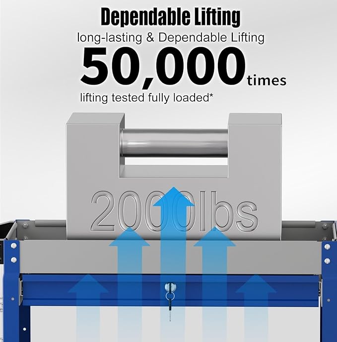 Heavy Duty 3 Tier Tool Cart, Mechanic Metal Rolling Tool Cart with Storage Drawers for Garage Workshop