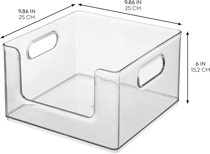 iDesign Stackable Clear Open Front Storage Bin, Easy Access Organizer for Pantry or Cabinet, 2-Pack