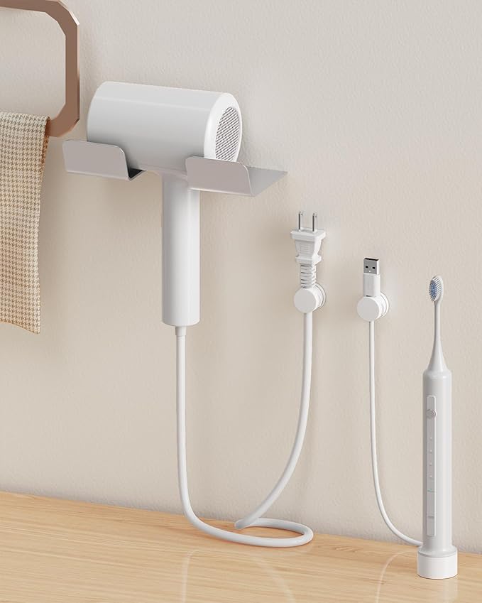 Cord Organizer, Rotatable Cable Organizer 8 Pack, No-Residue Adhesive Spring Cable Clips, Cord Holder for Nightstand, Kitchen, Office Accessories and Car (White)