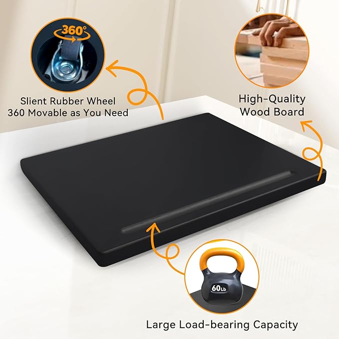 Wood Appliance Sliders with 360' Wheels, Sliding Tray for Coffee Maker & Heavy Kitchen Appliances,Countertop Appliance slider for Kitchen Appliance, Premium Wood Rolling Tray,No Assemble(Deep-Large)