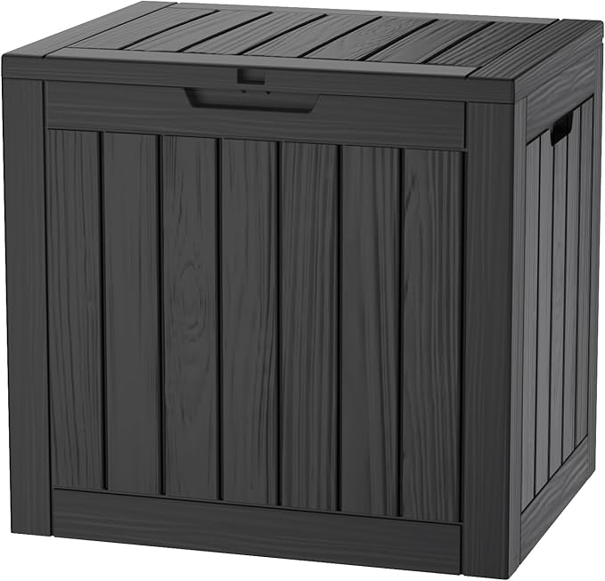 35 Gallon Deck Box, Resin Outdoor Indoor Waterproof Storage Box, Lockable Storage Box With Handle for Patio Furniture - Garden Tools - Swimming Pool Tools UV-Resistant, (Black)