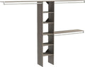 ClosetMaid SuiteSymphony Wood Closet Organizer Kit with Tower 3 Hang Rods, Top Shelves, Adjustable, Fits Spaces 5-9 ft. Wide, Graphite Grey