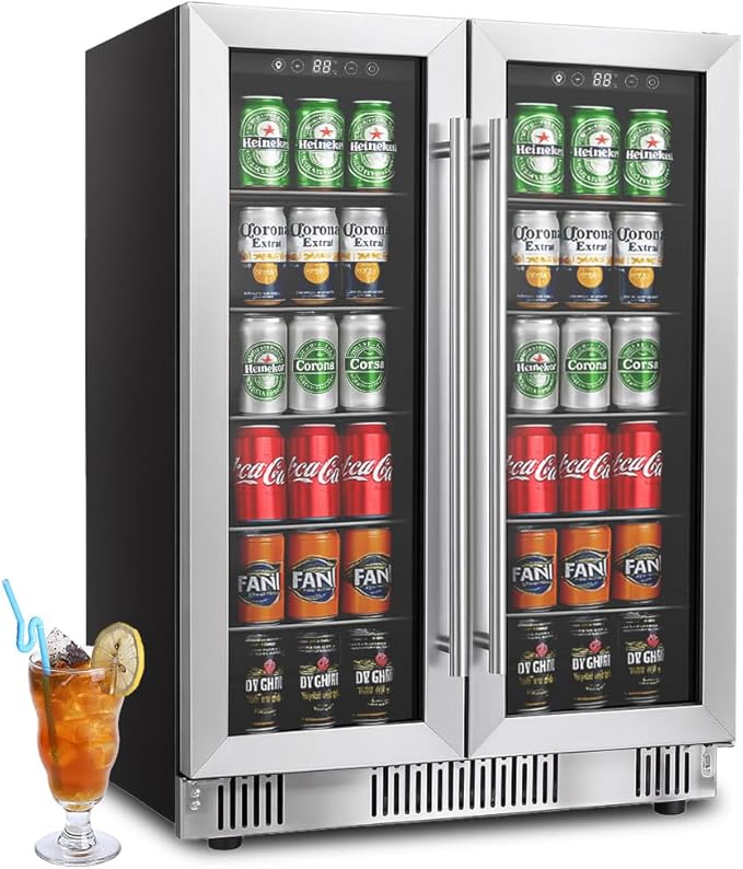Compact 176 Can/5.3Cu.Ft Mini Fridge For Soda, Beer Or Wine, Portable Small Beverage Refrigerator With Digital Display&Removable Shelves &Reversible Glass Front Door For Office, Dorm, Bar