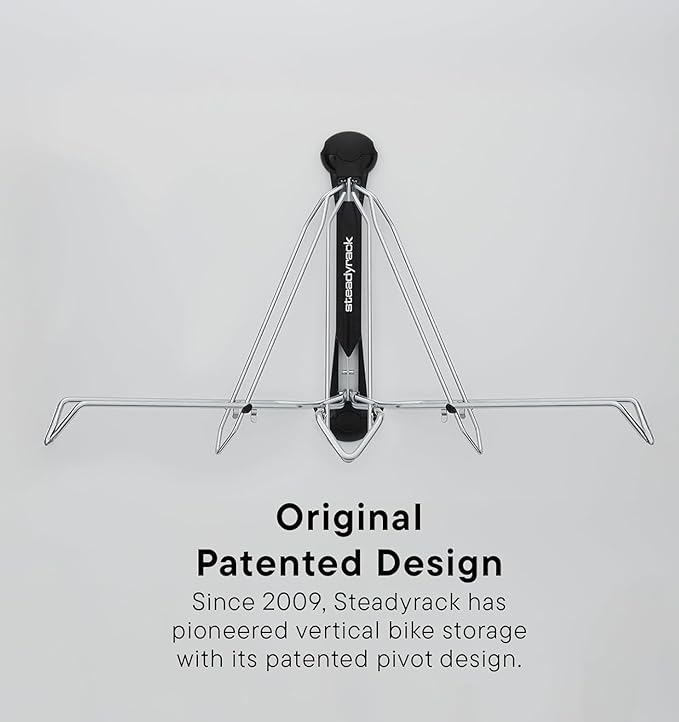 Steadyrack Bike Rack for Fat Bikes - The Original Wall Mounted Vertical Bike Storage - Fits Fat Tires - Space Saving Pivot Design - Heavy-Duty Steel Rack for Indoor Garage, Apartment or Home Use