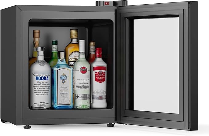 Northair Mini Freezer, 1.1 Cu Ft, -8°F to 14°F Glass Door Display, 2 Removable Shelves, 7 Temperature Settings, Black (1.1 cubic feet)