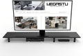 Large Dual Monitor Stand Riser 43.3IN， Home Office Storage For Desk Accessories，Solid Wod Desk With Adjustable Legs For computer/PC/Laptop/Printer/Container/dressing table (Black)