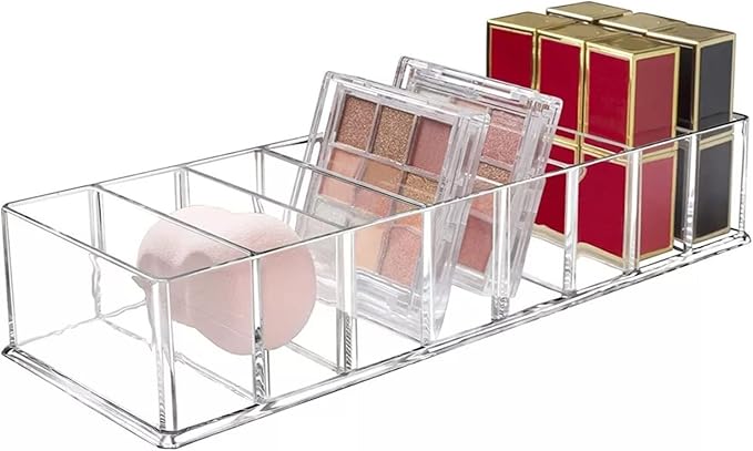 JUOPZKENN Transparent Acrylic Makeup Stand,8 Spaces Eyeshadow Palette Organizer,Cosmetic Storage Holder Display Stand Rack for Bathroom Countertop Vanity