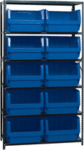 Quantum Storage Systems MSU-543BL Solid Heavy Duty 6 Shelves 10 MAGNUM Blue Bins 75" H x 42" W x 18" D