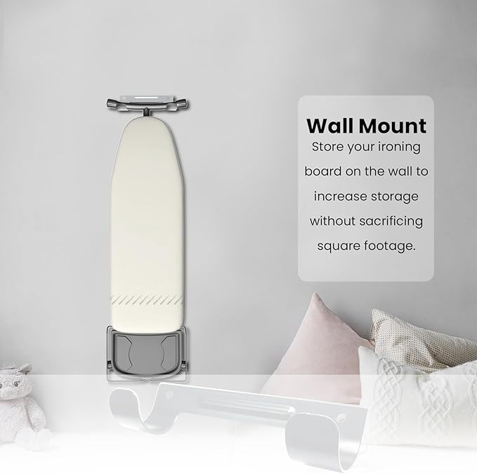 Ironing Board Hanger Wall Mount Ironing Board Holder Organizer Wall Rack for Laundry Rooms Space-Saving Storage Rack Hanging Shelf Hanger with Screws (White)