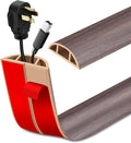 Floor Cord Cover Self Adhesive Cord Hider Floor Extension Cord Covers for Floor Power Cord Protector Cable Management Prevent Cable Trips Cable Cavity 0.59" W x 0.31" H (Brown Walnut Wood, 20Ft)