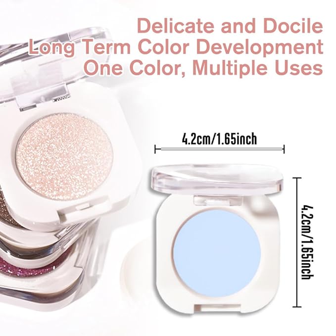 Light Blue White Single Eyeshadow Makeup, Neutral Powde Eye Shadow for Women, Light White Matte Singles Eyeshadow Palette Pigmented Waterproof,sombras para ojos, Girls Christmas Eyeshadows Gift