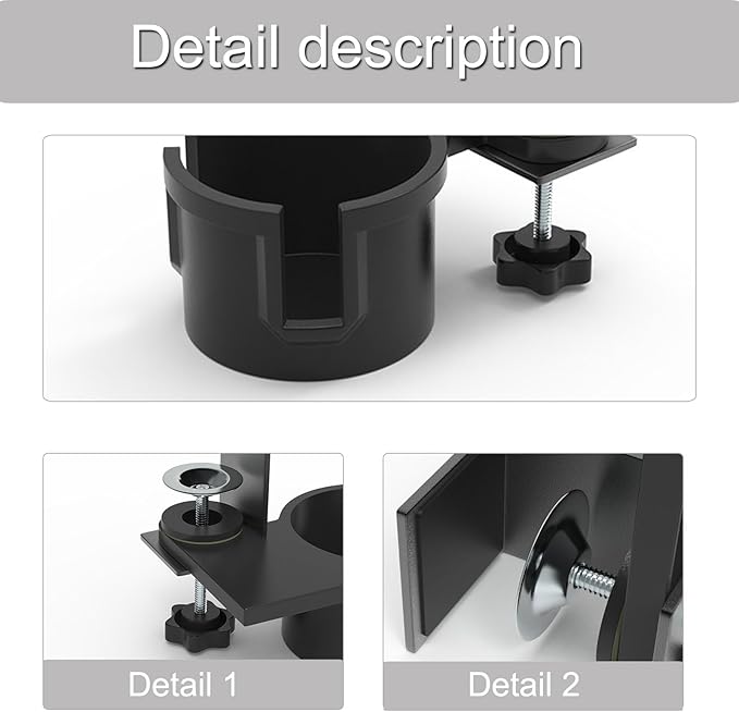 Upgraded 180 Degree Rotating Desk Clamp Organiser Cup Holder for Office and Gaming Table Coffee Mug Storage Rack