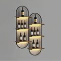 Wall Mount Wine Rack, 3-Tier Metal Oval Design Wine Rack Wall Mounted, Wine Bottle Holder for Home Bar, Wine Kitchen Storage Liquor, Champagne(Black, 1PCS)