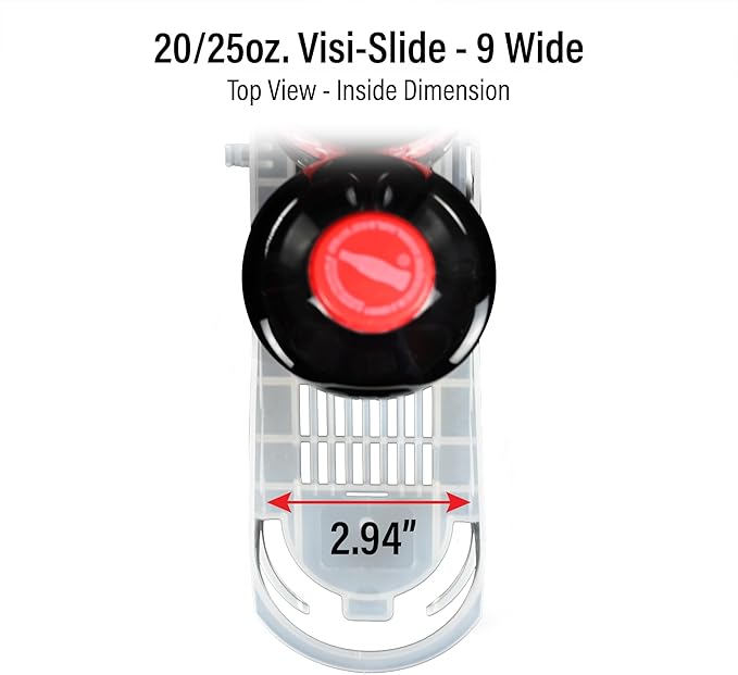 Visi-Slide 20oz Soda Beverage Dispenser - Gravity Fed Glide for Angled Shelves for Coolers, Commercial Refrigerators, Cold Vaults (Pack of 2) Drink Dispenser and Organizer for Cans, Bottles and More