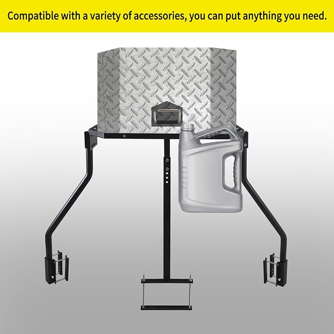 Trailer Tray RV Generator Mount, Front Mount Cargo Carrier & Storage Rack for Travel, A-Frame Mounted Tray (Black)