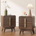 Nightstands Set of 2, Mid Century Modern Nightstand with Drawers, Bedside Tables with Solid Wood Legs, End Side Tables for Bedroom, Small Space,Walnut