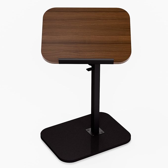 Foldable End Table,17"-31" Adjustable Height,Swivel and Turnable Desktop,TV Tray,Side Table for Small Spaces,Black Walnut (Black Walnut, 15.7" x 11.8")