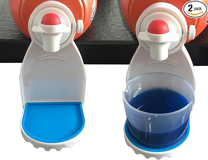 Laundry Detergent Station 2 Pack - Drip Catcher/Cup Holder Fits Most Bottles, No Leaks (3.5" x 3.5" x 5.9", White)