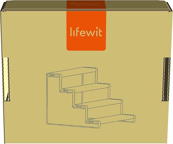 Lifewit 4 Tier Perfume Stand Organizer for Women, Plastic Display Riser, Tool-Free Assembly, Fragrance Makeup Cosmetics Shelf for Vanity Bedroom Bathroom Storage Organization, Clear, 9 Inch, 3 Pcs