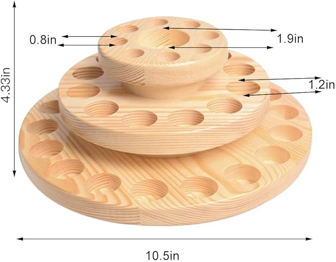 Hapivida Wooden Essential Oil Display Stand, 3-Tier 39 Slots Essential Oil Storage Box Round Rotating Case Holder Organizer Tray Essential Oil Bottle Holder Diffuser Holder Turntable