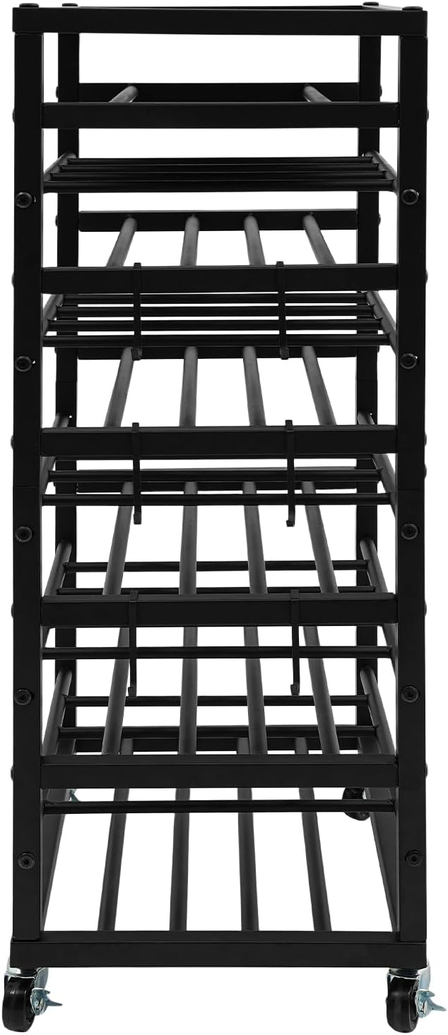 5-Tier Spray Paint Rack Organizer, Rolling Spray Bottle Holder with Storage Shelf, Metal Spray Paint Can Storage Holder, Aerosol Can Holder Rack for Garage, Craft Workroom (Black)