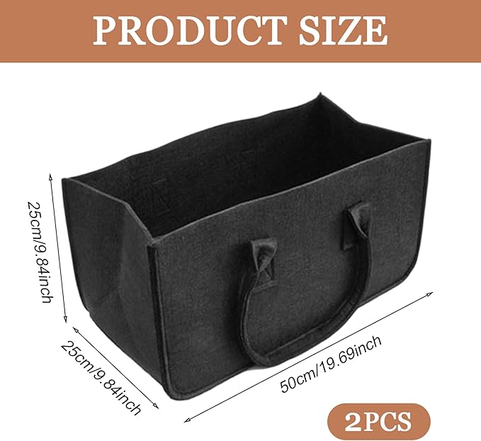 Felt Storage Bins 2Pcs 20x10x10 Inch Large Capacity Felt Basket with Handle Multi-Purpose Bag for Grocery, Shopping Basket