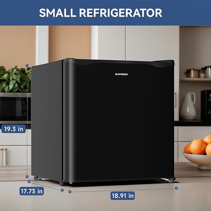 BANGSON Small Refrigerator, 1.6 Cu.Ft Mini Fridge With Freezer, Mini Fridge With Office, Energy Saving, Low Noise, Refrigerator For Office, Apartment, Dorm, Bedroom