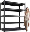 72 "H / 46" W Garage Shelving Heavy Duty Storage Shelves Adjustable Garage Shelves 5 Tier Metal Shelving Unit Utility Rack Shelf for Storage Kitchen Warehouse Pantry, Black 72 "H x 46"W x 19.7" D