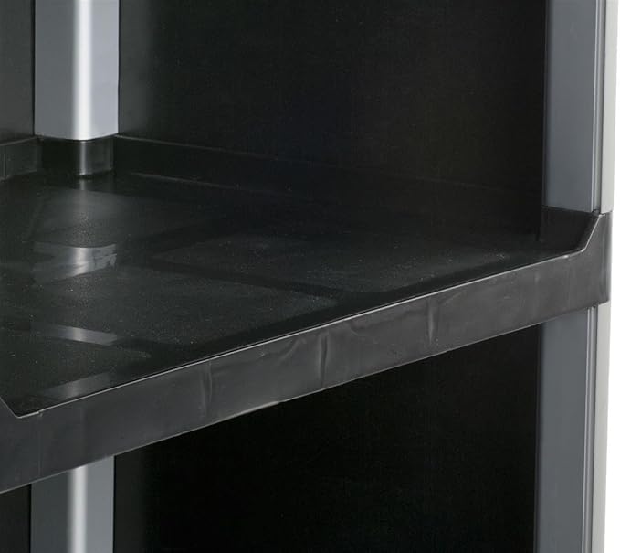 3-Shelf Utility Cart with Swivel Wheels, Enclosed Design with 2 Side Handles, Plastic and Aluminum (Black)