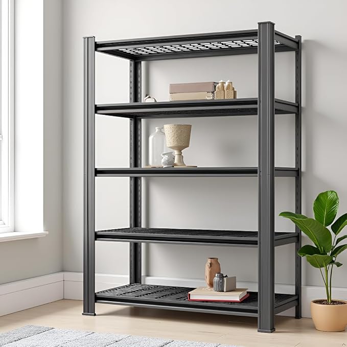 Storage Shelving Unit Heavy Duty Garage Shelves 5-Tier Metal Organizer Utility Rack 2750LBS for Kitchen Pantry Basement Pantry Warehouse Laundry Black 72" H x 35" W x 16" D