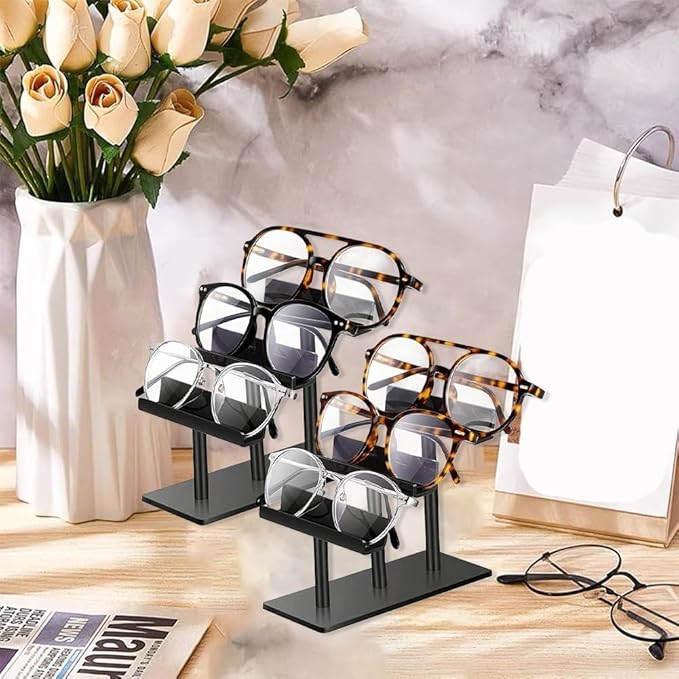 Set Of Two 3 Tier Acrylic Sunglasses Display Stands For Organized And Accessible Eyewear Storage Solutions(black)
