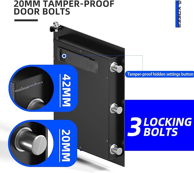 XDeer Biometric Safe Box with Fireproof Bag, Quick-Access Security Safe Box with Upgraded Fingerprint, Steel Handgun Safe Lock Box for Kid/Home/Office (1.69 Cu.Ft+ Bag)