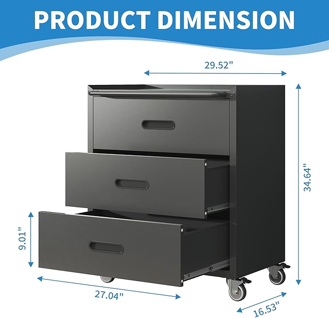 Metal Tool Cabinet,Garage Storage Cabinet System,Wall Cabinet & Locking Rolling Tool Cabinet with Doors and Adjustable Shelves,Steel Tool Cabinets for Home (2 Pcs-StyleE, Black)