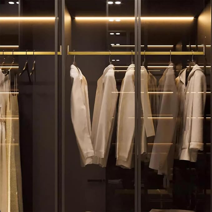 Square Closet Rods-Cuttable, Removable-Heavy Duty Black Wardrobe Rods and Brackets-Commercial, 12 16 18 24 28 30 60 72 In-Suitable for.Laundry.Home.Hotel.Clothing Store (Champagne,58in)