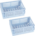 Tixill 2-Pack Mini Foldable Plastic Baskets for Organizing and Storage, Collapsible Storage Crate for Home Kitchen Bedroom Bathroom Office (9.8x6.5x3.8, Blue)