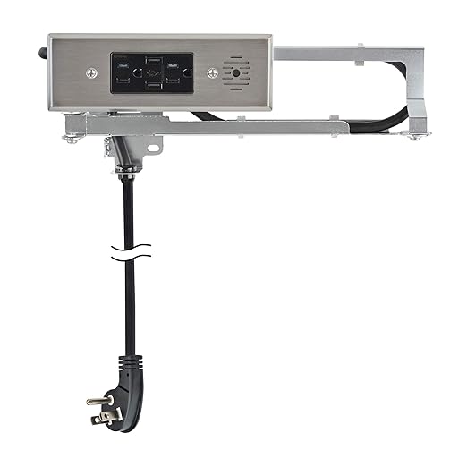 Docking Drawer Blade in-Drawer Outlet, Integrated Safety Shutoff, (2) USB-A & (2) 15 amp AC, Stainless Steel
