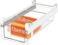 vacane Fridge Organizer Drawer, Clear Plastic Fridge Organizer Bins, Add on Refrigerator Drawer,Fridge Storage Container Under Shelf Holder for Fruit, Vegetable, Meat, Cheese, Easy to Install-M
