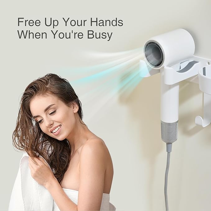 3-in-1 Hair Tool Organzier, Hair Hot Tools Wall Holder, Hair Dryer Curling Iron Holder with Cord Keeper, Hair Dryer Holder for Vanity Bathroom Powder Room