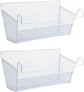 2 pcs Hanging metal mesh bedside storage basket， student dormitory bed storage baskets,used for bedside storage, beverage tissues and office rooms with hooks (white)